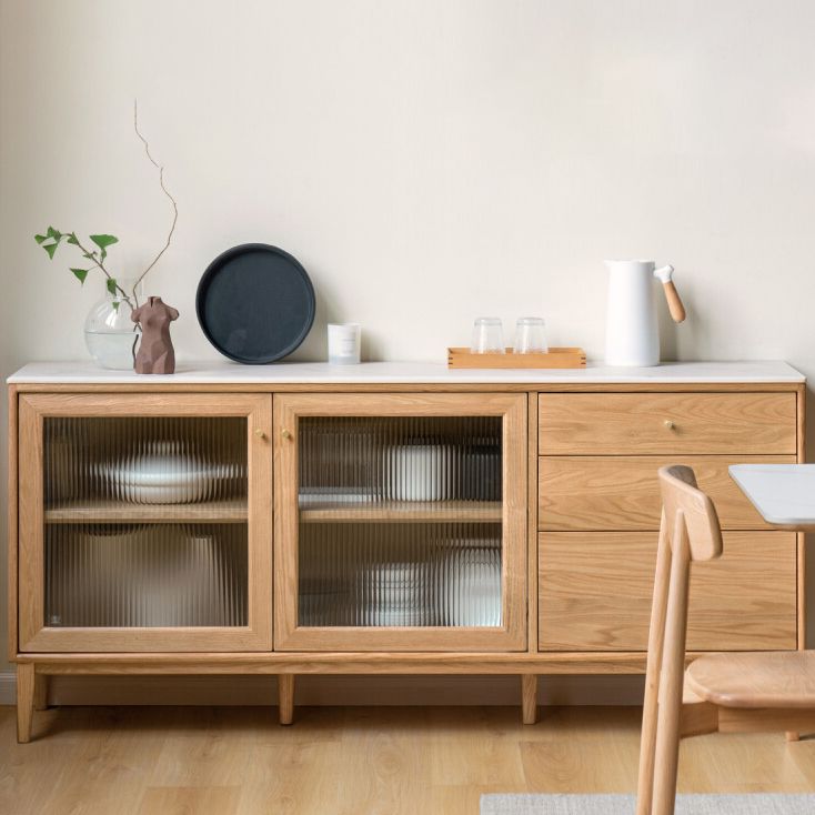 Hedendaagse sideboard kast eiken glazen deuren bijboord tafel met deuren voor eetkamer