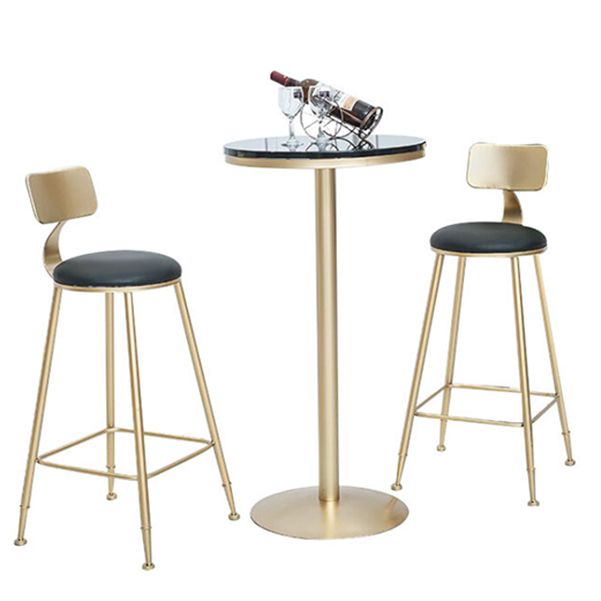 Stone Bar Dining Table Glam Round /Square Bar Table with Pedestal for Dining Room Clearhalo 'Bar Furniture' 'Bar Tables' 'bar_tables' 'furn' 'furn_bar_tables' 'Furniture' 'furniture_bar_tables' 'Kitchen & Dining Furniture' 1200x1200_a2880420-44d0-4f86-b217-34056e9c0bd9