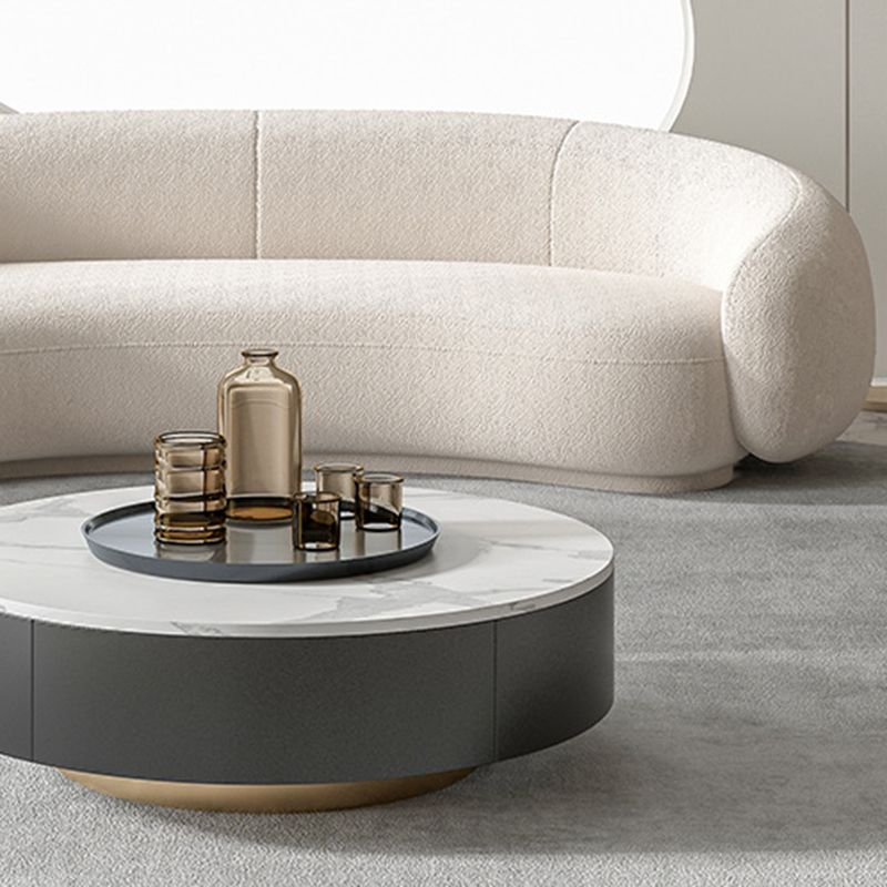 Contemporary Sloped Arm Curved Sofa Tight Back Fabric Settee