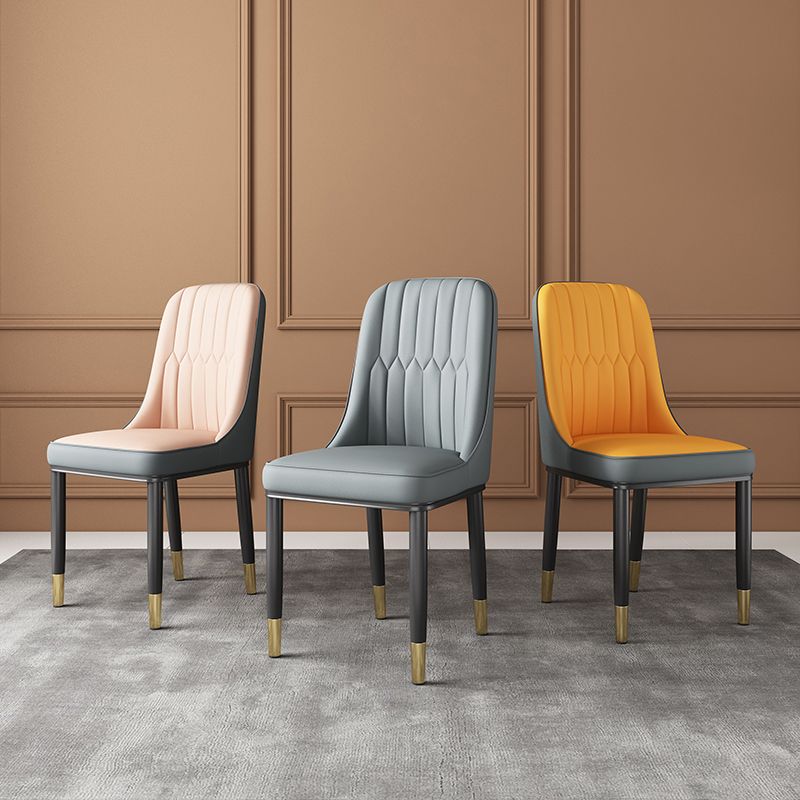 Scandinavian Home Side Chair Solid Back Metal Upholstered Dining Room Chair (Set of 2) Clearhalo ' kitchen&dining_furn' 'Dining Chairs' 'Dining Tables & Seating' 'dining_chair' 'furn' 'furn_dining_chair' 'Furniture' 'furniture_dining_chair' 'Kitchen & Dining Furniture' 'kitchen' 1200x1200_a288cf56-30e6-48c1-b9ed-43f78ba6d52c
