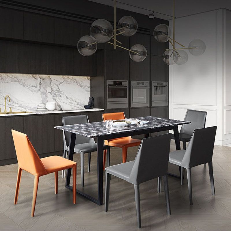 Contemporary Solid Back Armless Side Chairs Leather Dining Chairs for Kitchen Clearhalo ' kitchen&dining_furn' 'Dining Chairs' 'Dining Tables & Seating' 'dining_chair' 'furn' 'furn_dining_chair' 'Furniture' 'furniture_dining_chair' 'Kitchen & Dining Furniture' 'kitchen' 1200x1200_a288e9c6-4fb8-4fb4-bfe6-ae5465cc79f3