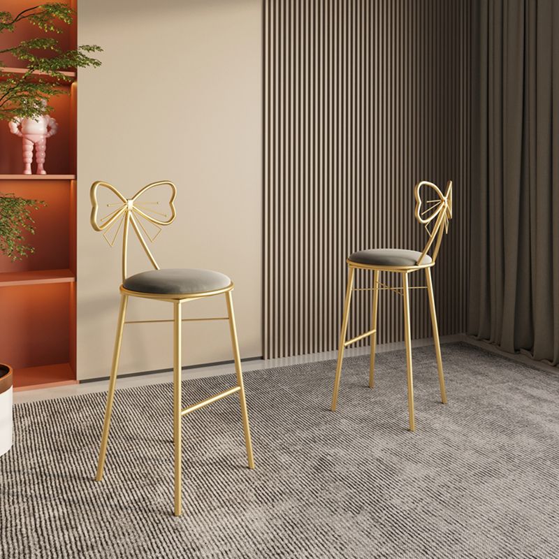 Glam Armless Backrest Counter Stool Iron Cashier Bar Stool with Cushion and Pedal Clearhalo 'Bar Furniture' 'Bar Stools' 'bar_stools' 'furn' 'furn_bar_stools' 'Furniture' 'Kitchen & Dining Furniture' 1200x1200_a2898b19-6999-4f03-a3de-ab089d9c3e00