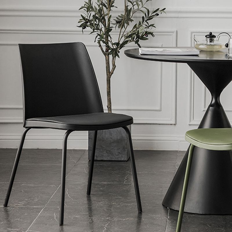 Modern Solid Back Side Chair Plastic Upholstered Armless Chair for Dining Room Clearhalo 'Dining Chairs' 'Dining Tables & Seating' 'dining_chair' 'furn' 'furn_dining_chair' 'Furniture' 'Kitchen & Dining Furniture' 1200x1200_a28a0ad3-ac60-4531-b5a1-fcdb519c4e42