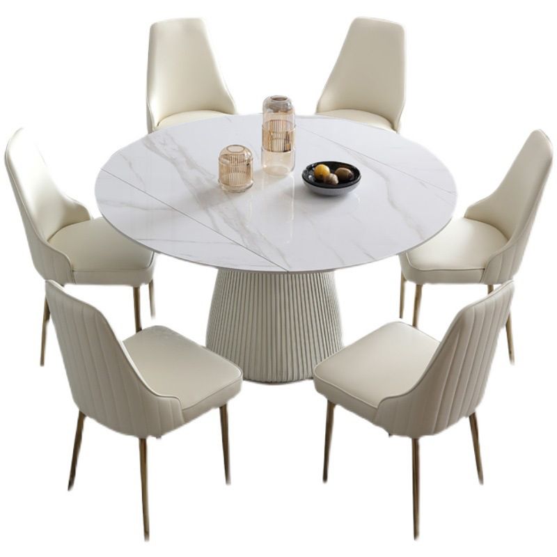 1/4/5/7 Pieces Extendable Round Dining Set Modern Sintered Stone Top Dining Table Set