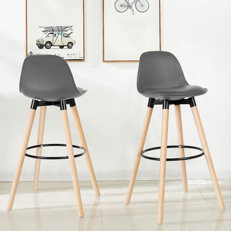 Modern Style Beech Bar Stool with Footrest and Low Back Bistro Bar Stool 28 Inches Clearhalo 'Bar Furniture' 'Bar Stools' 'bar_stools' 'furn' 'furn_bar_stools' 'furniture_bar_stools' 'Kitchen & Dining Furniture' 'kitchen&dining_furn' 'kitchen' 'kitchen_furn' Furniture' 1200x1200_a28d5ebc-2ad4-4a9c-ae17-54d347e718a4