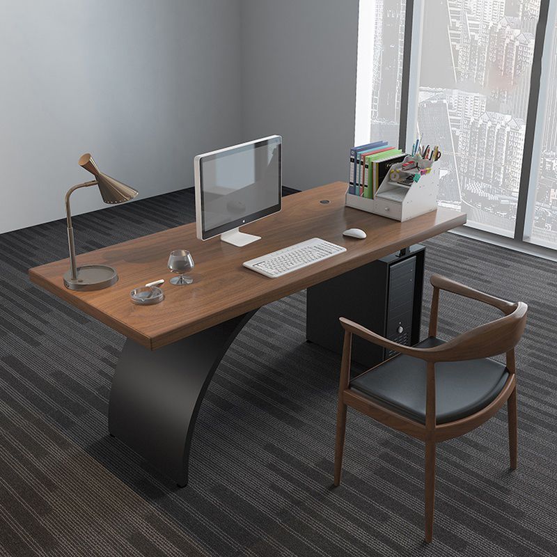 Scrivania marrone e nero da ufficio rettangolare scrivania in legno pino e metallo