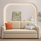 Foldable Light Brown Sofa Bed with Storage Sewn Pillow Back Sofa