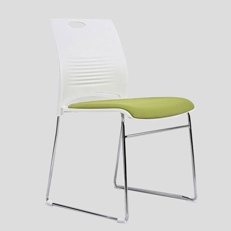 Silla de escritorio contemporánea de 18" de ancho, color blanco, sin ruedas, silla de oficina