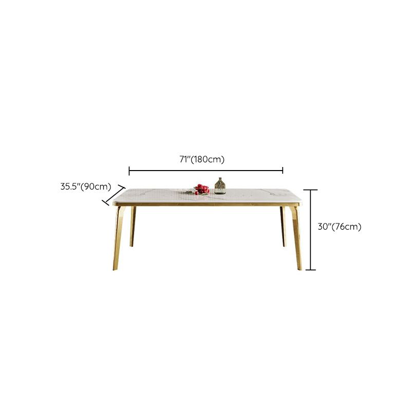 4 Legs Dining Table Luxury Rectangle Marble Home Dinette Table