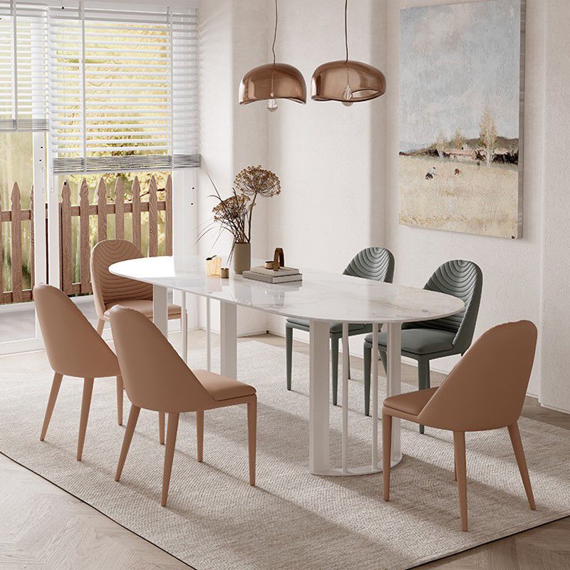 Simplicity Style Oval Double Furniture Stone Dining Table for Dining Room Clearhalo 'Dining Tables & Seating' 'Dining Tables' 'dining_table' 'furn' 'furn_dining_table' 'Furniture' 'furniture_dining_table' 'Kitchen & Dining Furniture' 'kitchen' 'kitchen_dining_table' 1200x1200_a2930f63-1554-4e83-b322-9d33f928aeff