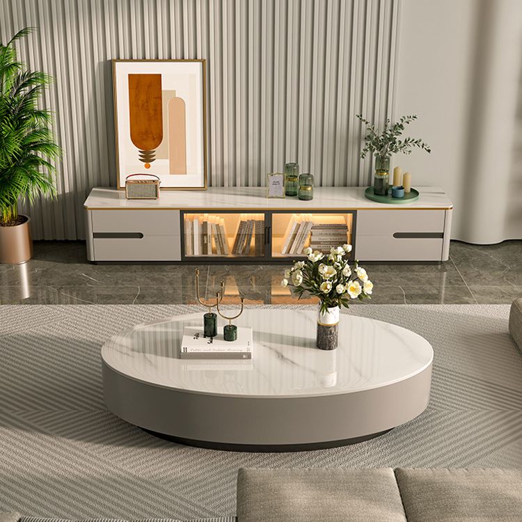 Glam Slate Coffee Cocktail Table Frame Oval Pedestal Coffee Table for Home Clearhalo 'Coffee & Accent Tables' 'Coffee Tables' 'coffee_tables' 'furn' 'furn_coffee_tables' 'Furniture' 'Living Room Furniture' 1200x1200_a293d2d8-a30a-4575-b516-fe56f4052a85