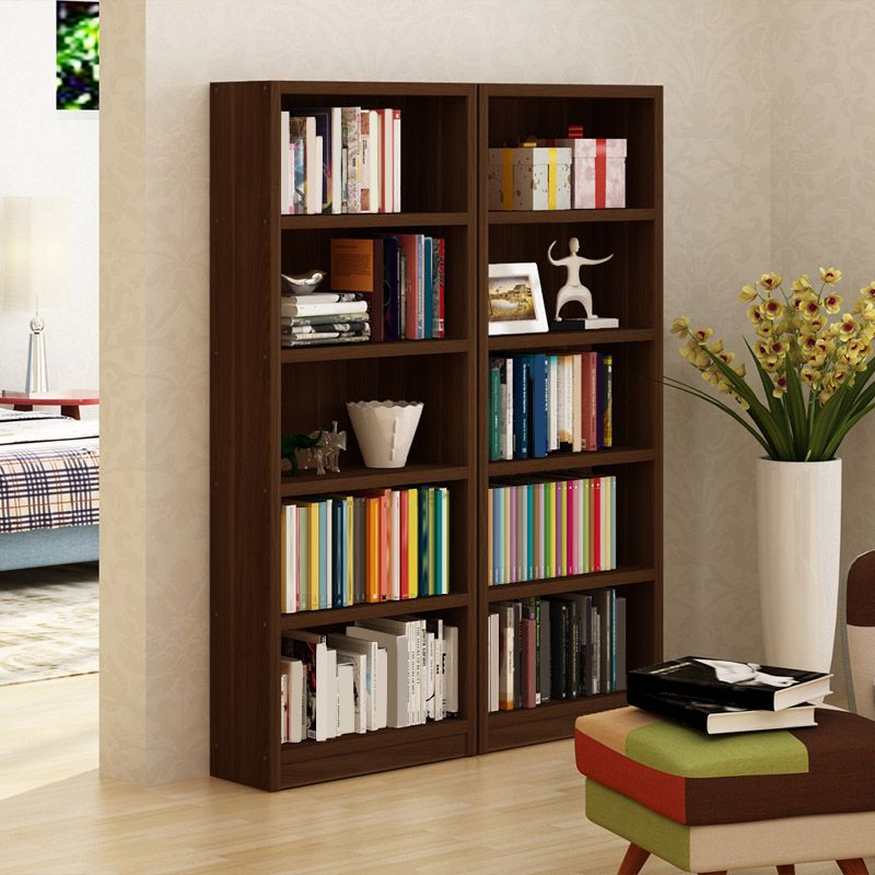 9.65"W Bookcase Contemporary Style Closed Back Brown Bookshelf for Home Office