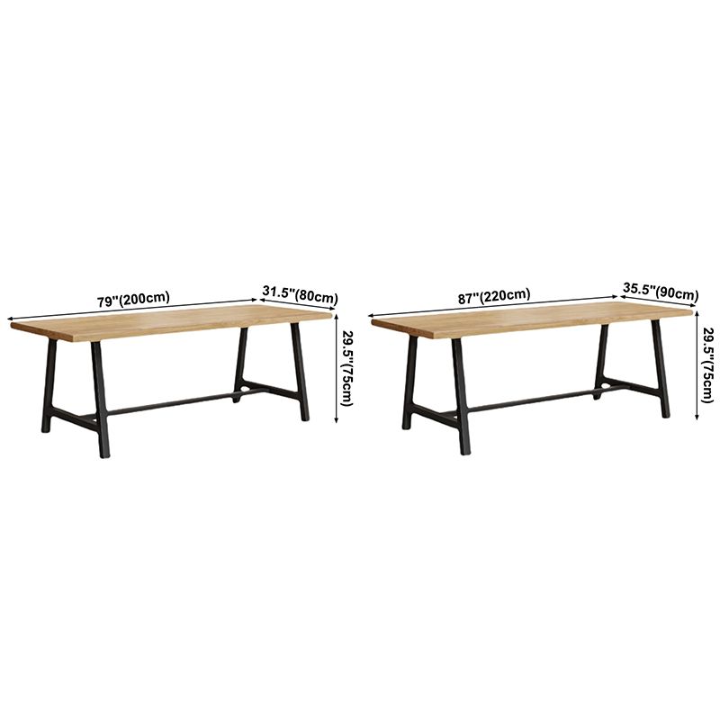 Industrial Solid Wood Rectangle Dining Khaki Standard Dining Table with Trestle Base Clearhalo ' dining_table' 'Dining Tables & Seating' 'Dining Tables' 'furn' 'furn_dining_table' 'Furniture' 'furniture_dining_table' 'Kitchen & Dining Furniture' 'kitchen&dining_furn' 'kitchen' 'kitchen_dining_table' 1200x1200_a29721b3-50b7-45d5-92d2-97949d4a5a77