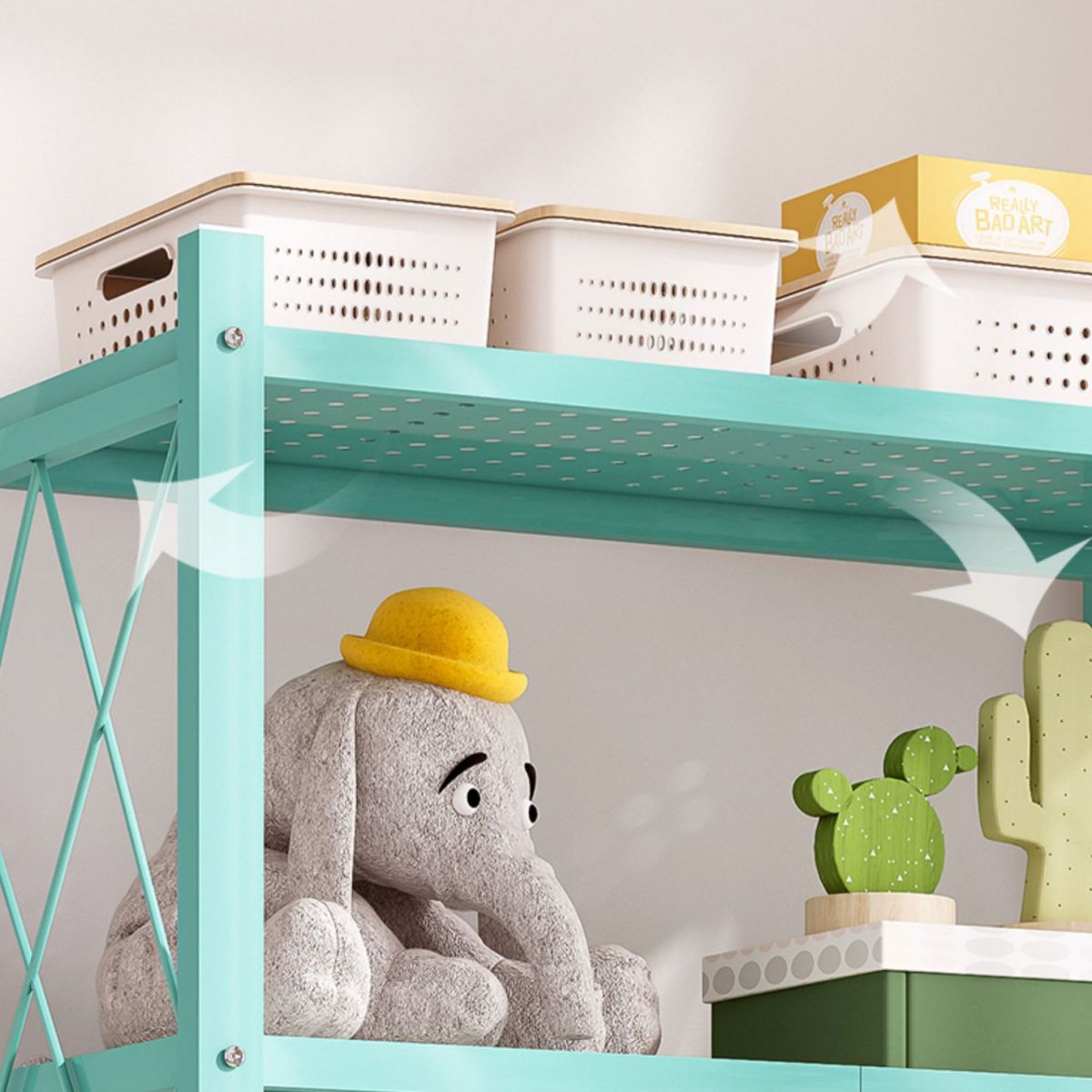 Libreria moderna in metallo, libreria geometrica aperta per qualsiasi stanza