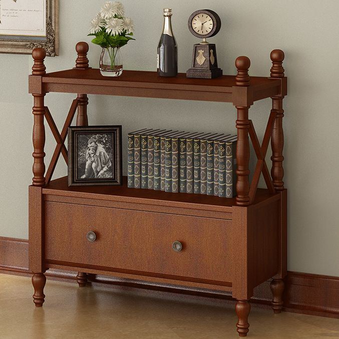 Rectangle Open Storage Bookshelf Nordic Solid Wood Bookshelf with Drawer