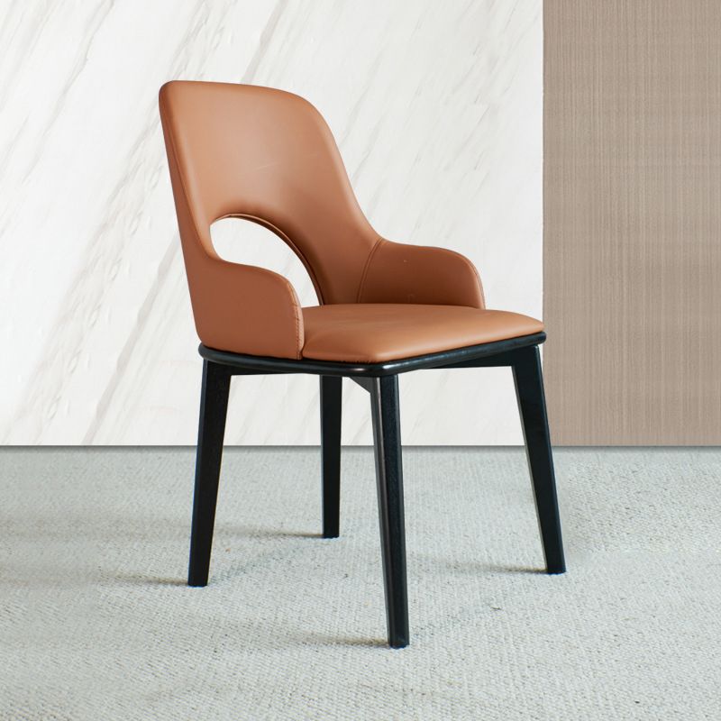 Eigentijdse open achterste eetstoelen armloze zijstoelen met houten benen voor keuken