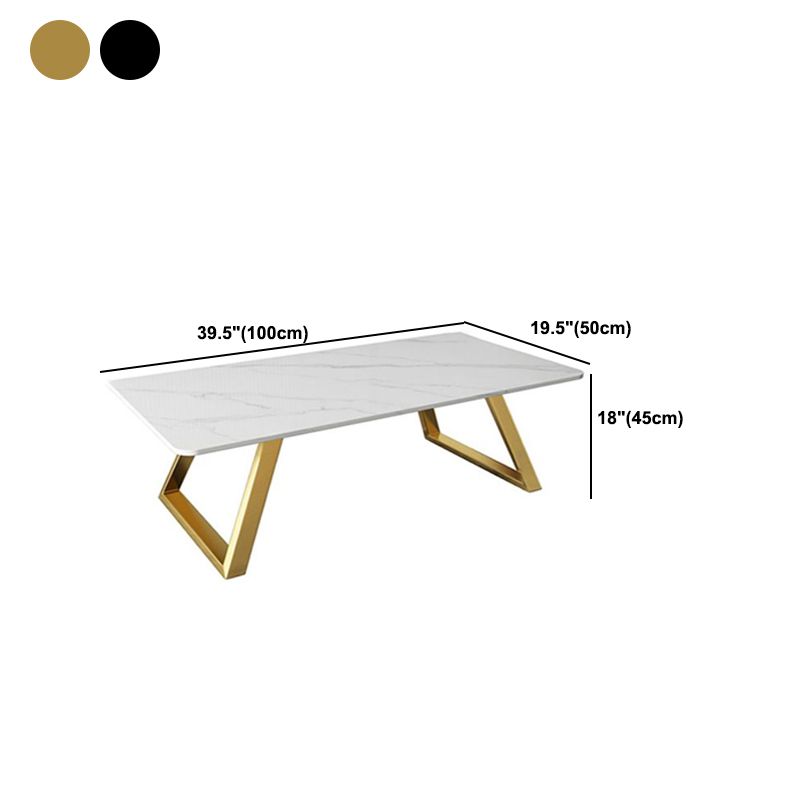 Tavolino da caffè in ardesia rettangolare glam da cocktail da slitta 17,7 "