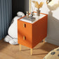 Glam Glam Rectangular Stone Top Night Table Table Cuir de 2 Drawer Tablette de nuit avec 4 jambes