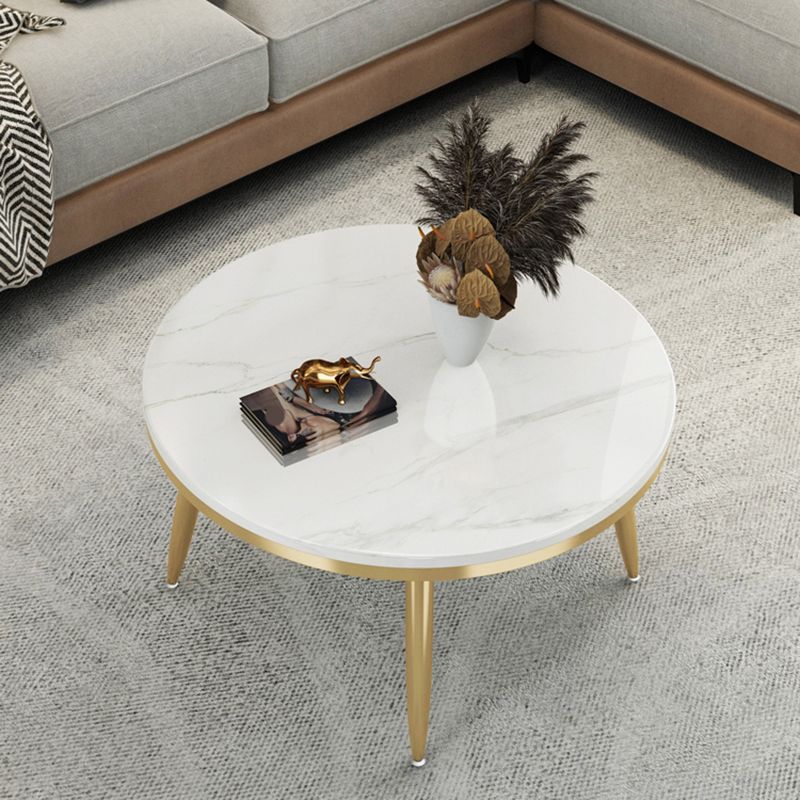 Glam Slate and Metal Coffee Table 4 Legs Round Cocktail Table