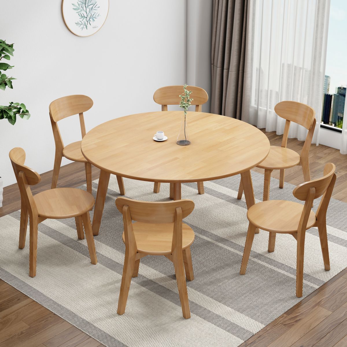 Contemporary Solid Wood Round Dining Table Kitchen Standard Dining Table with 4 Legs Base Clearhalo ' dining_table' 'Dining Tables & Seating' 'Dining Tables' 'furn' 'furn_dining_table' 'Furniture' 'furniture_dining_table' 'Kitchen & Dining Furniture' 'kitchen&dining_furn' 'kitchen' 'kitchen_dining_table' 1200x1200_a29d3774-6de2-46a6-ae03-2d42bd1da582
