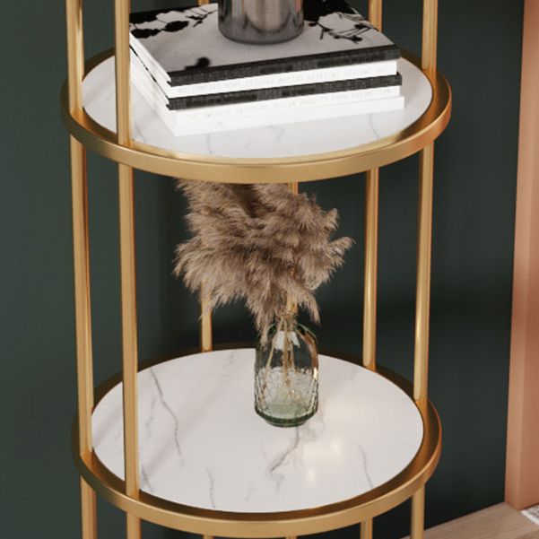 Urban Vertical Corner Bookshelf Iron Frame White Manufactured Wood Shelf Bookcase Clearhalo 'Bookcases' 'furn' 'furn_bookcases' 'Furniture' 'furniture_bookcases' 'Office Furniture' 1200x1200_a29dc385-39dc-4490-a540-6ef64152cbd2