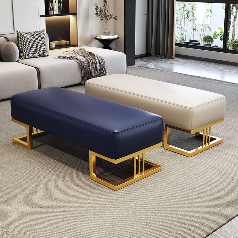 Glam Rectangle Bench with Legs Faux Leather Foam Bench for Home Office Clearhalo 'Benches' 'Chairs & Seating' 'furn' 'furn_benches' 'Furniture' 'Living Room Furniture' 1200x1200_a29ddd23-9e46-44fe-9852-79fa3309e333