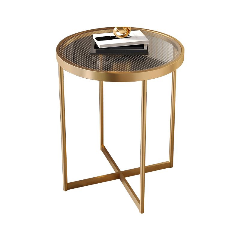 Modern Glass Round Side End Table Cross Legs Sofa Corner Table Clearhalo 'Coffee & Accent Tables' 'End & Side Tables' 'end_side_tables' 'furn' 'furn_end_side_tables' 'Furniture' 'Living Room Furniture' 1200x1200_a29f660f-fc21-4892-94be-28ff7ad261e7