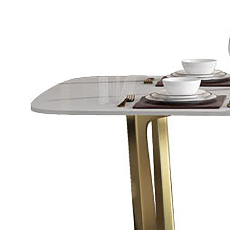Traditional Luxury Table White Stone Rectangle Dining Table for Home Clearhalo 'Dining Tables & Seating' 'Dining Tables' 'dining_table' 'furn' 'furn_dining_table' 'Furniture' 'Kitchen & Dining Furniture' 1200x1200_a29fd65d-90bf-49e8-aae0-c6624739b266