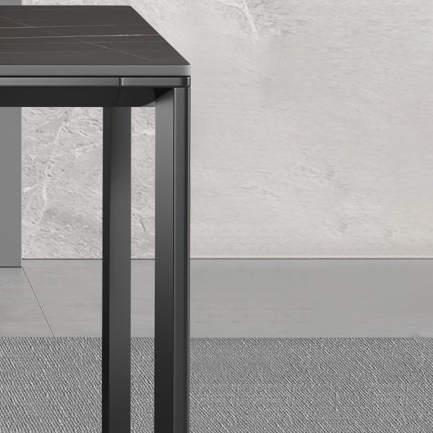 Sintered Stone Dining Table Industrial Black 4 Legs Base Rectangle Table for Home Clearhalo ' dining_table' 'Dining Tables & Seating' 'Dining Tables' 'furn' 'furn_dining_table' 'Furniture' 'furniture_dining_table' 'Kitchen & Dining Furniture' 'kitchen&dining_furn' 'kitchen' 'kitchen_dining_table' 1200x1200_a29fd6fe-70c5-46f1-b042-af6195e5326d