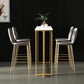 Barkruktafel met stenen blad Glam-stijl pubtafel met metalen poot