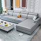 Contemporary Faux Feather/Linen Sofa with Pillows for Living Room