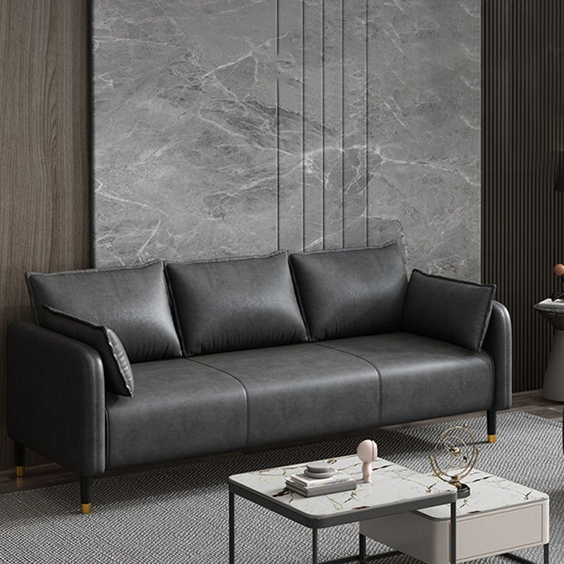 Modernes 2-Sitz-Sofa Kunstledertuxedo-Armsofa mit 2 Kissen