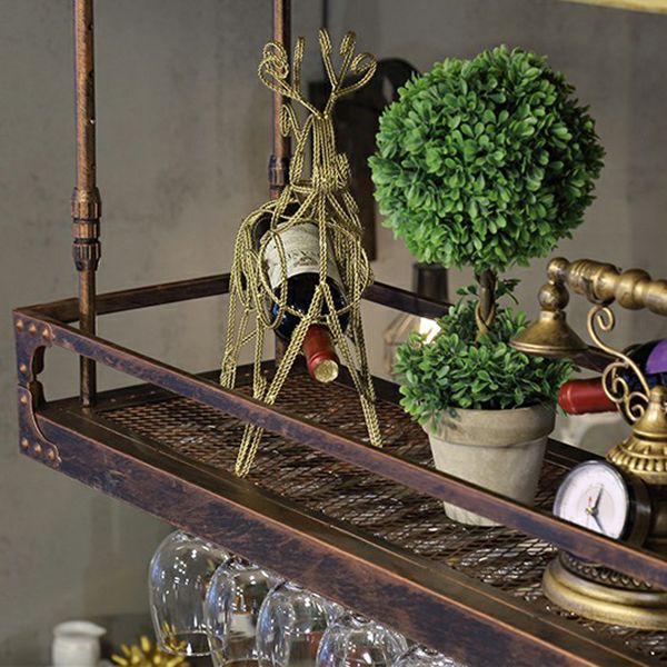 Metal Hanging Wine Holder Rack Modern Style Wine Shelf -47.2"L x 13.8"W x 5.9"H Clearhalo 'furn' 'furn_wine_racks' 'Furniture' 'Kitchen & Dining Furniture' 'Wine Racks' 'wine_racks' 1200x1200_a2a7e400-b387-4d25-978d-b7cdbc1ca62b