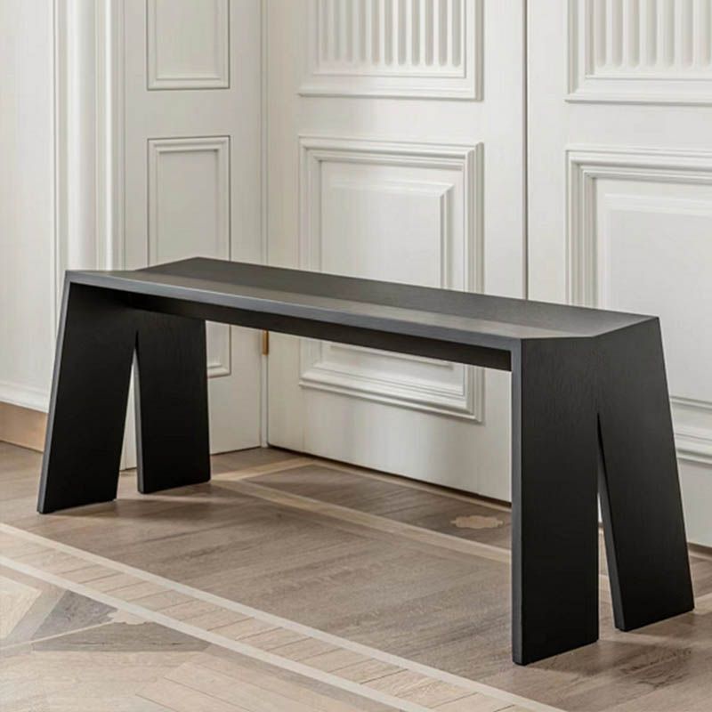 Modern Pine Wood Bench Black Seating Bench with Double Pedestal Clearhalo 'Benches' 'Chairs & Seating' 'furn' 'furn_benches' 'Furniture' 'Living Room Furniture' 1200x1200_a2a844f5-fc5f-44c4-a647-2a66f46e4590