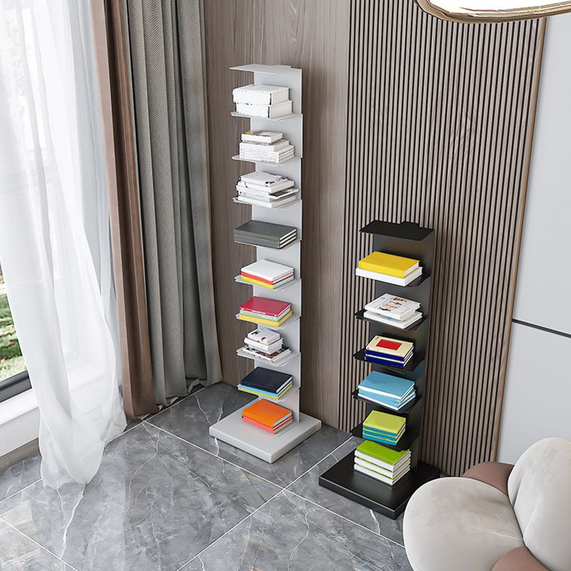 Metal Closed Back Geometric Bookcase Contemporary Style Book Shelf