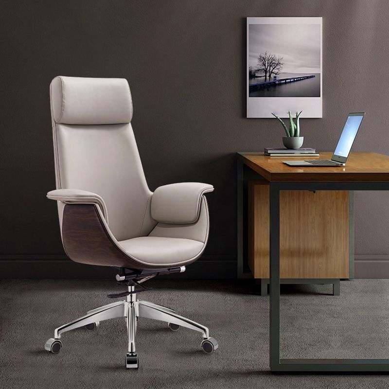 Modern Office Chair Leather Adjustable Seat Height Swivel Chair with Wheels Clearhalo 'furn' 'furn_office_chair' 'Furniture' 'Office Chairs' 'Office Furniture' 'office_chair' 1200x1200_a2a9c351-bf8c-4461-bb36-9468a5c9cbcf