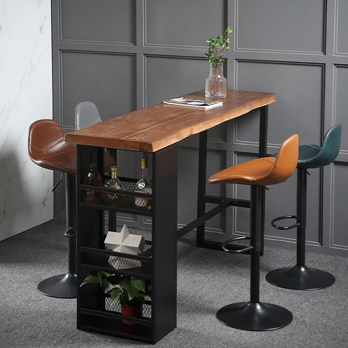 Industrial Wood Pub Table with Rectangle Table Top Trestle Table - 41.3" H Clearhalo 'Bar Furniture' 'Bar Tables' 'bar_tables' 'furn' 'furn_bar_tables' 'Furniture' 'furniture_bar_tables' 'Kitchen & Dining Furniture' 1200x1200_a2abb6a0-08a6-4f2e-ad65-068c50bbf4b1