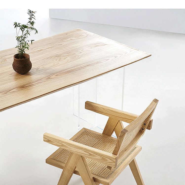 Wood Top Dining Table Modern Rectangle Table with Double Pedestal Base Clearhalo 'Dining Tables & Seating' 'Dining Tables' 'dining_table' 'furn' 'furn_dining_table' 'Furniture' 'furniture_dining_table' 'Kitchen & Dining Furniture' 'kitchen' 'kitchen_dining_table' 1200x1200_a2abd757-4ade-463f-95b9-15dec3da1ec3