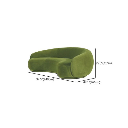 Green Contemporary Sofa with Sloped Arm for Living Room Curved Sofa