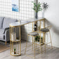 Glam Faux Marble Bistro Table Indoor Iron Double Pedestal Bar Dining Table with 4-Shelf Clearhalo 'Bar Furniture' 'Bar Tables' 'bar_tables' 'furn' 'furn_bar_tables' 'Furniture' 'furniture_bar_tables' 'Kitchen & Dining Furniture' 1200x1200_a2ad2246-a55a-4dff-9081-cc466fadcc76