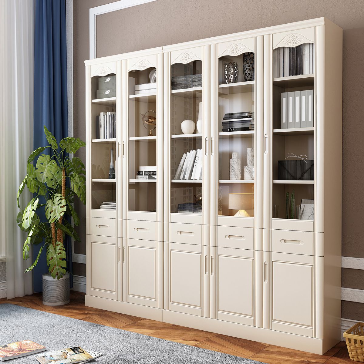 79 "H Modern Style Bookcase in legno massiccio di libreria chiusa con porta per l'home office