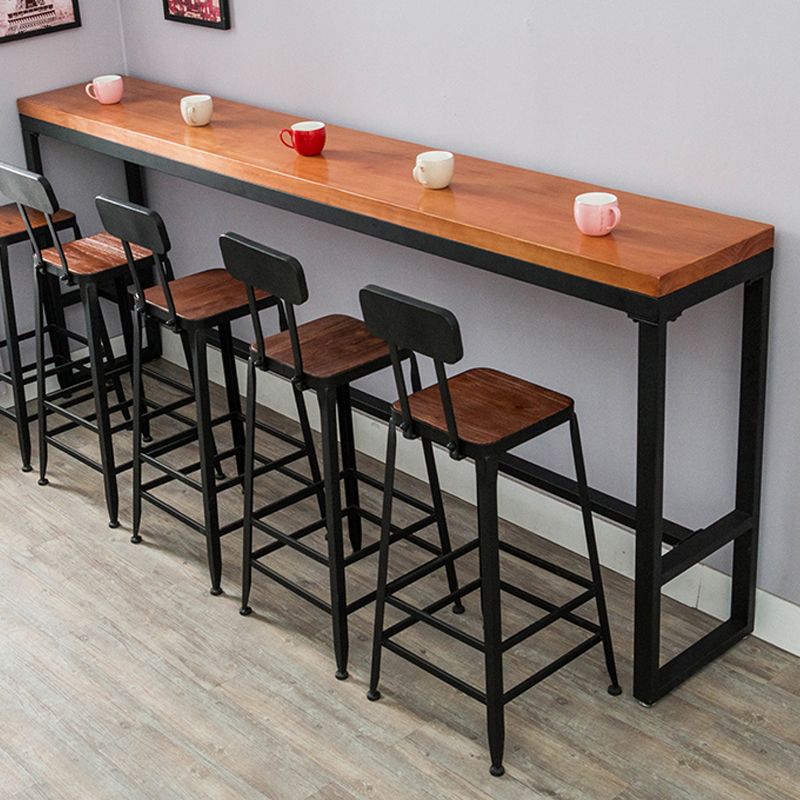 Brown Modern Style Table Solid Wood and Iron Milk Tea Shop Lounge Bar Table Clearhalo 'Bar Furniture' 'Bar Tables' 'bar_tables' 'furn' 'furn_bar_tables' 'Furniture' 'furniture_bar_tables' 'Kitchen & Dining Furniture' 1200x1200_a2af6401-b166-4a4a-b890-7c674450ca77