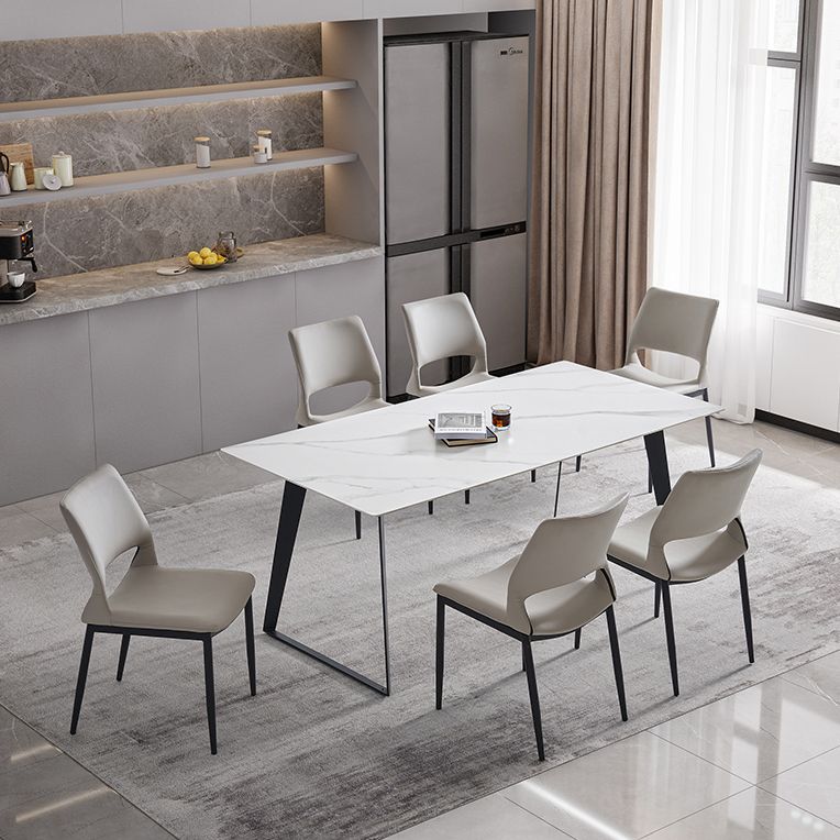 Modern Sintered Stone Dining Set White Multi Purpose Dining Table Furniture for Dining Room Clearhalo 'Dining Room Sets' 'Dining Tables & Seating' 'dining_room_set' 'furn' 'furn_dining_room_set' 'Furniture' 'furniture_dining_room_set' 'Kitchen & Dining Furniture' 'kitchen&dining_furn' 'kitchen' 1200x1200_a2b18893-5ef5-4aea-ba02-dbbb6b216957
