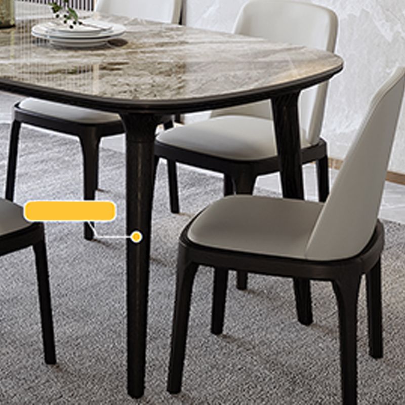 Industrial Sintered Stone Top Dining Table Rectangle Dinette Table with Wooden Base Clearhalo 'Dining Tables & Seating' 'Dining Tables' 'dining_table' 'furn' 'furn_dining_table' 'Furniture' 'Kitchen & Dining Furniture' 1200x1200_a2b2cf6e-4698-44f9-8df9-6bd53f480bcc