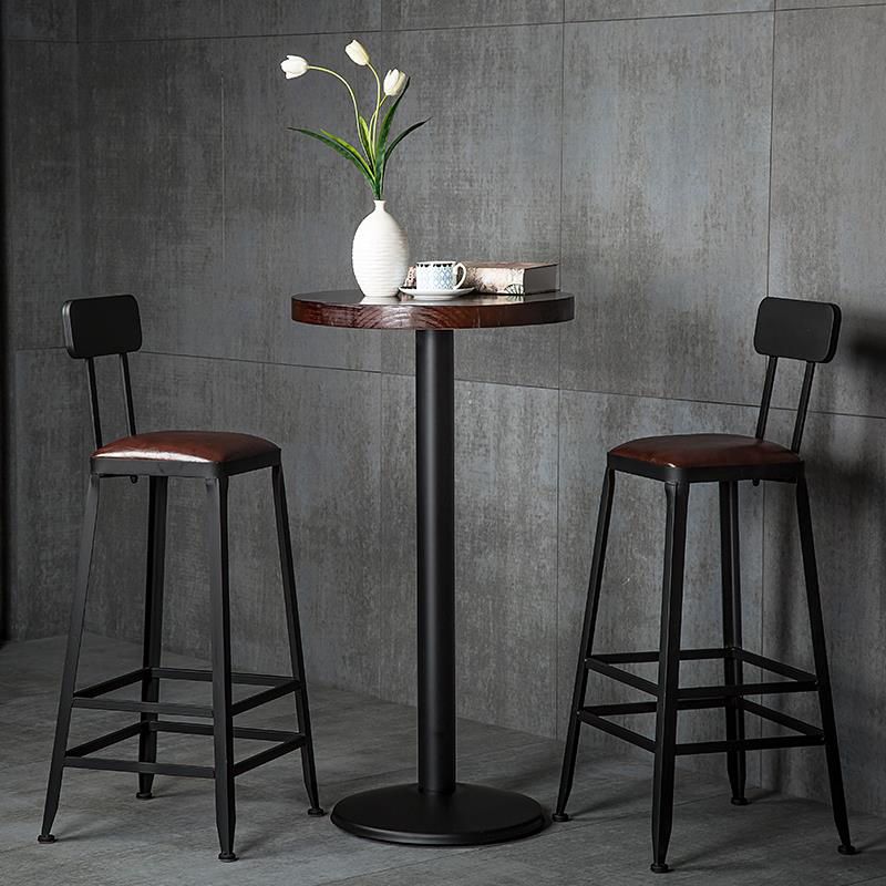 Industrial Armless Counter Stool Iron Cafe Bar Stool with Leather Cushion and Pedal Clearhalo 'Bar Furniture' 'Bar Stools' 'bar_stools' 'furn' 'furn_bar_stools' 'Furniture' 'furniture_bar_stools' 'Kitchen & Dining Furniture' 1200x1200_a2b2f53d-2e38-42e9-aa9c-7ed54f82cd96