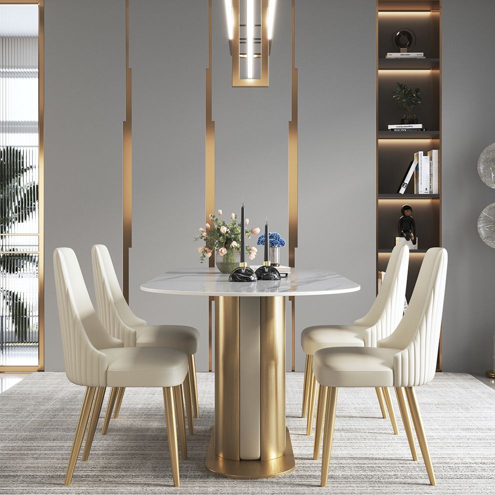 Glam Faux Leather Dining Armless Chair Metal Dining Room Chair for Home Use Clearhalo ' kitchen&dining_furn' 'Dining Chairs' 'Dining Tables & Seating' 'dining_chair' 'furn' 'furn_dining_chair' 'Furniture' 'furniture_dining_chair' 'Kitchen & Dining Furniture' 'kitchen' 1200x1200_a2b46296-6c19-44b4-9fdb-83e3dec43511