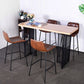 Industrial Rectangle Bistro Table Double Pedestal Solid Wood Bar Height Table in Brown
