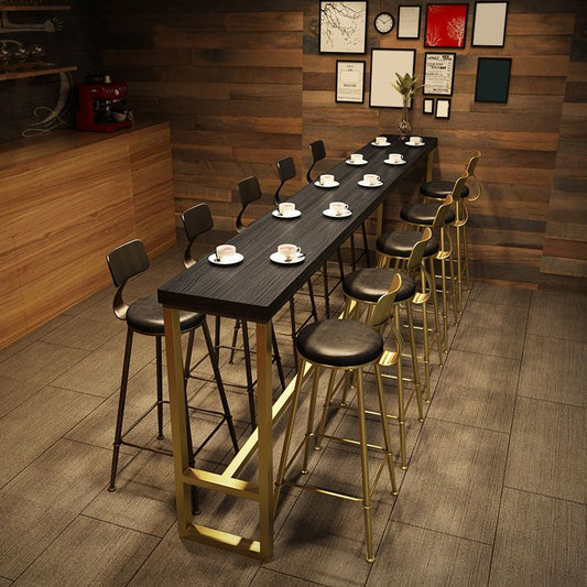 Tavolo da bar rettangolo di rettangolo in stile glam tavolo da pranzo in legno solido