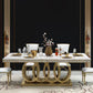 Glam Style Dining Faux Marble Table Dining Rectangle Table for Home Clearhalo 'Dining Tables & Seating' 'Dining Tables' 'dining_table' 'furn' 'furn_dining_table' 'Furniture' 'Kitchen & Dining Furniture' 1200x1200_a2b5cbae-97d2-4edf-b019-7847a81049f2