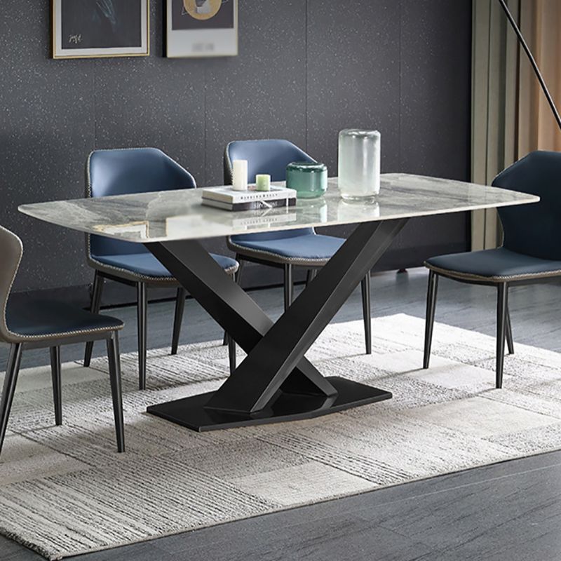 Stone Top Dining Table Modern Rectangle Dining Table with Black Base Clearhalo 'Dining Tables & Seating' 'Dining Tables' 'dining_table' 'Furniture' 'furniture_dining_table' 'Kitchen & Dining Furniture' 'kitchen' 'kitchen_dining_table' 1200x1200_a2b7d5d5-9302-4968-ae64-37832f12725a